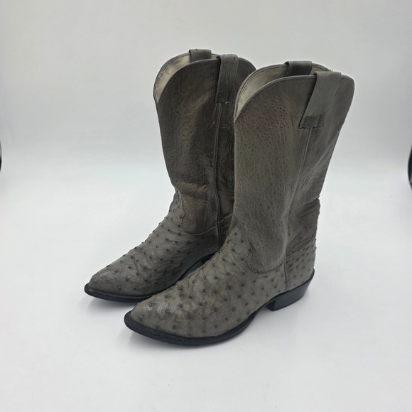 Minerva Other - Mens Gray Full Quill Ostrich Leather Western Cowboy Boots Size 8.5 Pointed Toe